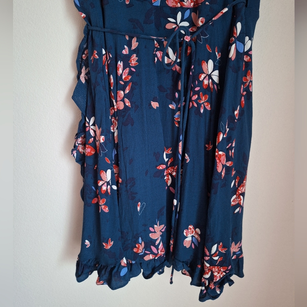 Lulus teal blue floral wrap dress - Picture 5 of 14
